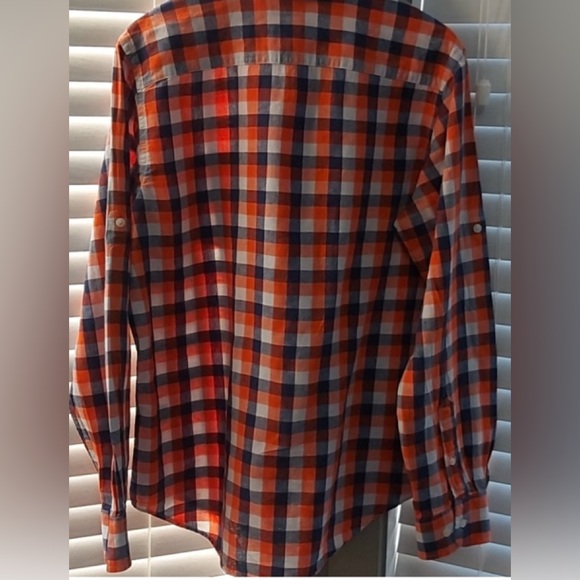 Men’s L linen cotton tricolour button down shirt casual Banana Republic - Picture 2 of 6